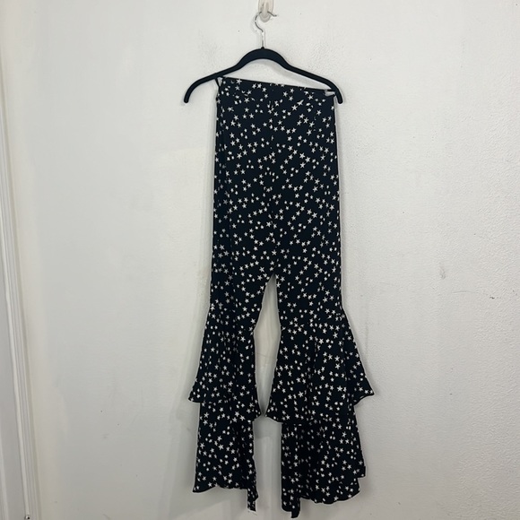 Free People Lenni star print wide flare leg pants size L - Picture 6 of 6